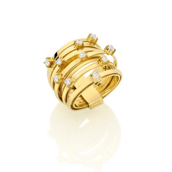 ANEL OURO AMARELO COM DIAMANTES