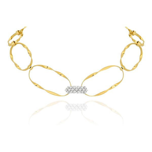 COLAR OURO AMARELO COM DIAMANTES